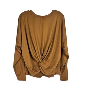 Fashion Nova, brown, twist front long sleeve top size small